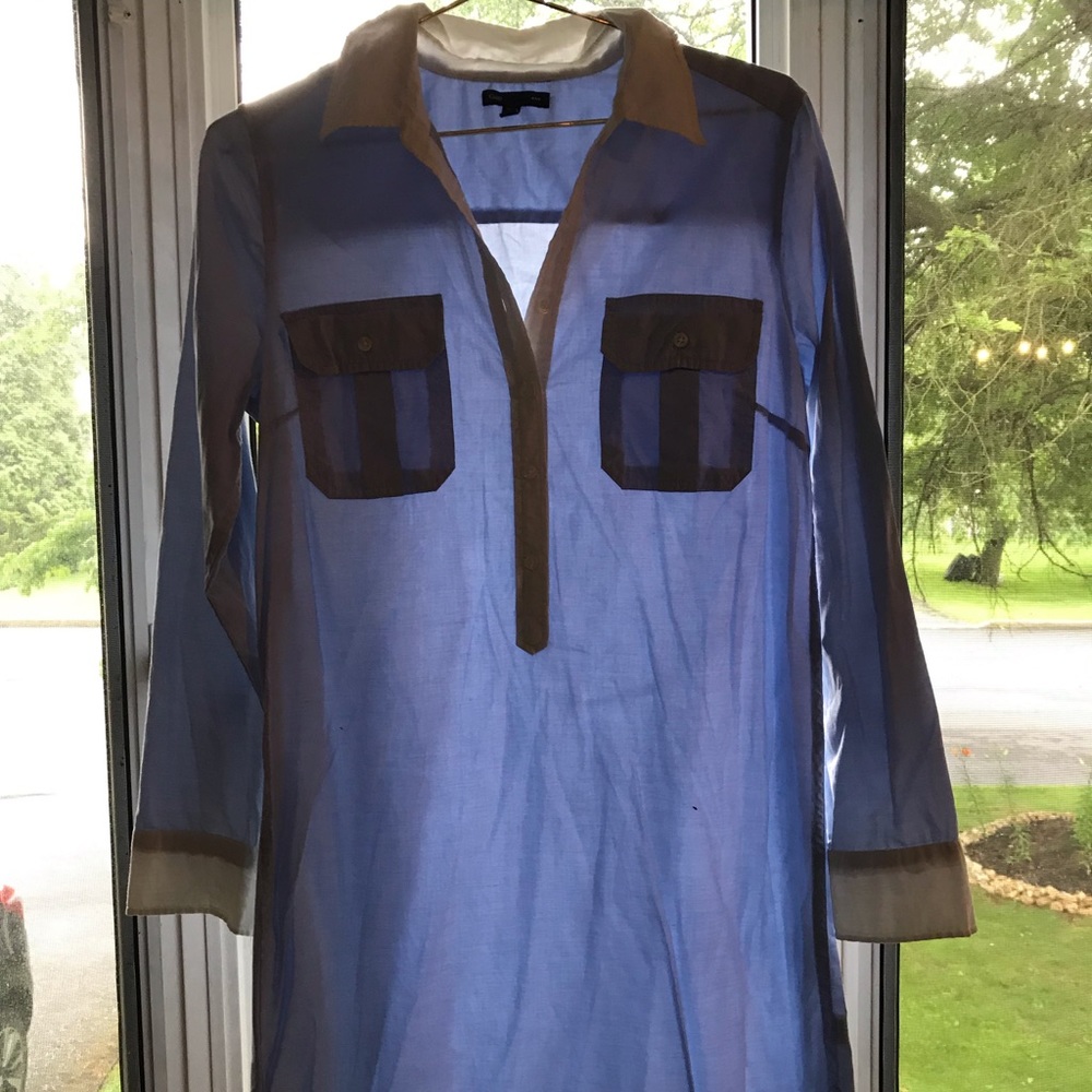 Gap Blue Shirt Dress with White Collar Size S